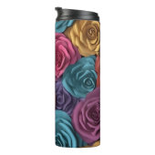 3D Roze en Blauwe Bloemen Thermosbeker (Geroteerd rechts)