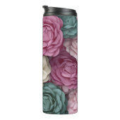 3D Roze en Blauwe Bloemen Thermosbeker (Geroteerd rechts)