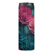3D Roze en Blauwe Bloemen Thermosbeker (Achterkant)