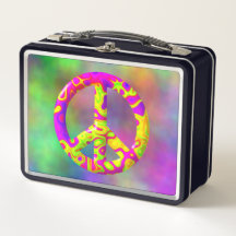 3D roze geel psychedelisch Vredessymbool op Plasma