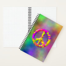 3D roze geel psychedelisch Vredessymbool op Plasma