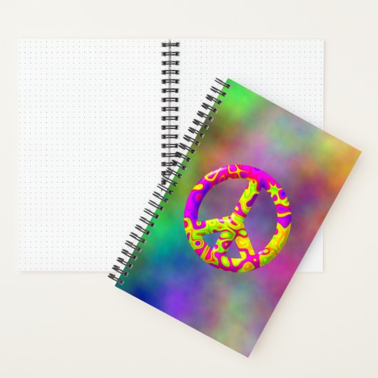 3D roze geel psychedelisch Vredessymbool op Plasma Notitieboek (Binnen)