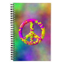 3D roze geel psychedelisch Vredessymbool op Plasma