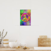 3D roze geel psychedelisch Vredessymbool op Plasma Poster (Keuken)