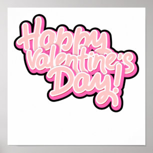 3d roze happy valentines day typografie 2022 poster