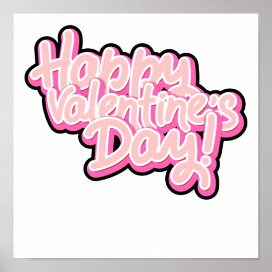 3d roze happy valentines day typografie 2022 poster (Voorkant)