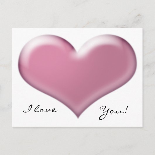 3D Roze hart Briefkaart (Voorkant)
