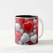 3D Roze hart Tweekleurige Koffiemok (Voorkant rechts)