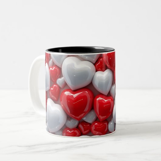 3D Roze hart Tweekleurige Koffiemok (Voorkant links)