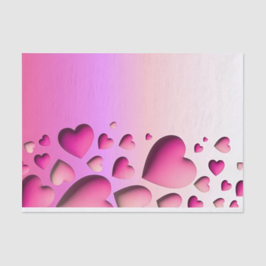 3D roze hartverwarmingen ontkoppeling van Valentij Tissuepapier (Voorkant)