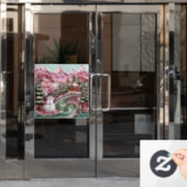 3D Roze Kerst Venster Cling Raamsticker (Kantoordeur)