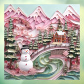 3D Roze Kerst Venster Cling Raamsticker (Vel 3)