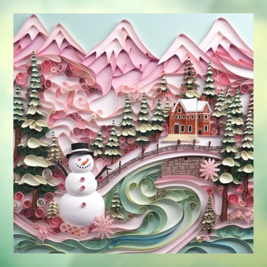 3D Roze Kerst Venster Cling Raamsticker (Vel 3)