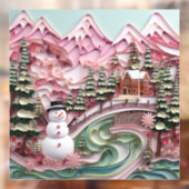 3D Roze Kerst Venster Cling Raamsticker (Vel 2)