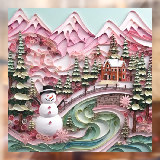 3D Roze Kerst Venster Cling Raamsticker (Vel 2)