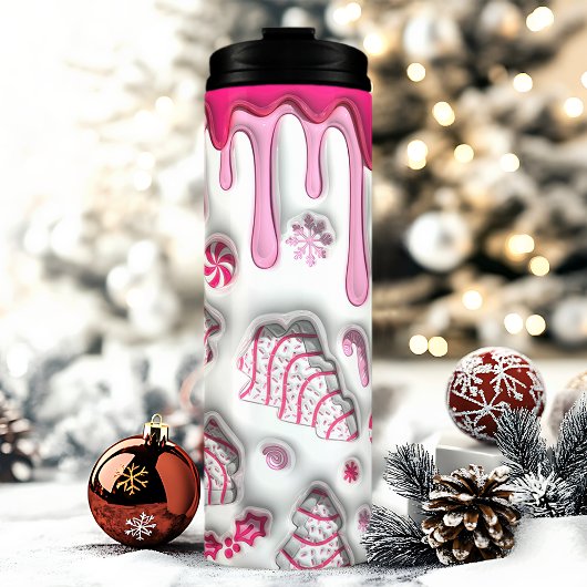3D roze kerstboom taarten Thermosbeker