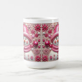 3D Roze Kerstsneeuwman Koffiemok (Center)
