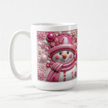 3D Roze Kerstsneeuwman