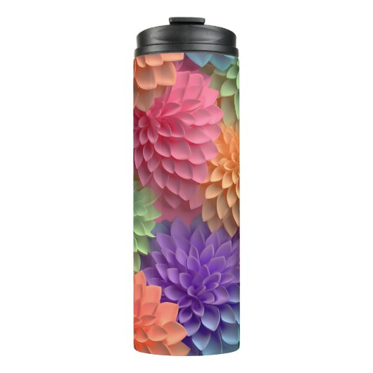 3D Roze Pastel Bloemen Thermosbeker (Voorkant)