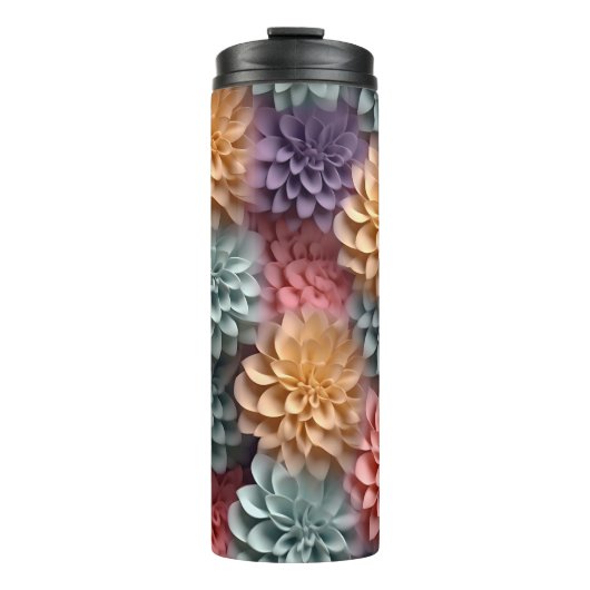 3D Roze Pastel Bloemen Thermosbeker (Voorkant)