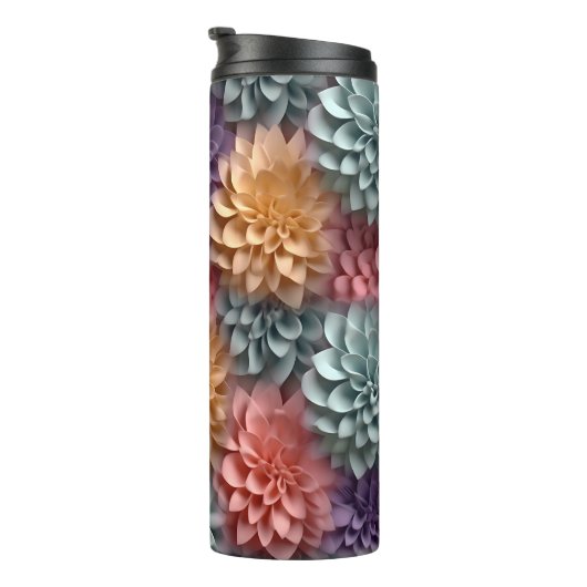 3D Roze Pastel Bloemen Thermosbeker (Geroteerd rechts)