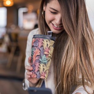 3D Roze Pastel Bloemen Thermosbeker