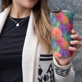 3D Roze Pastel Bloemen Thermosbeker