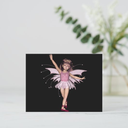 3D Roze Pixie 1 Briefkaart (Staand voorkant)