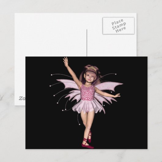 3D Roze Pixie 1 Briefkaart (Voorkant / Achterkant)