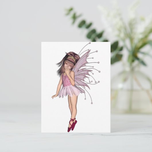 3D Roze Pixie 2 Briefkaart (Staand voorkant)