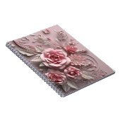 3d Roze Rozen Bloemen Bloemstuk Notitieboek (Rechterzijde)