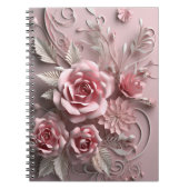 3d Roze Rozen Bloemen Bloemstuk Notitieboek (Voorkant)