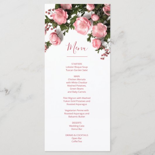 3D Rozen Groene Bloemen Wilde Bloemen Menu (Voorkant)