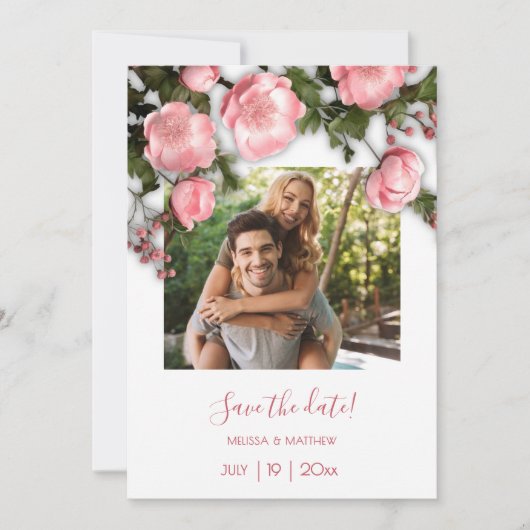3D Rozen Groene Bloemen Wilde Bloemen Save The Date (Voorkant)