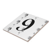 3D-Rozen Huis Eencijferige Nummer Tegel Tegeltje (Zijkant)