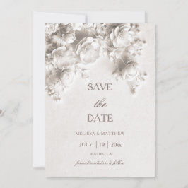3D Rozen Ivoor Gescultureerde Bloemen Save The Date