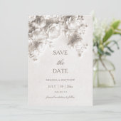 3D Rozen Ivoor Gescultureerde Bloemen Save The Date (Staand voorkant)