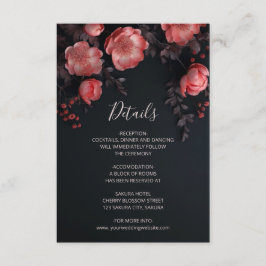 3D Rozen Wilde Bloemen Abrikoos Zwart Informatiekaartje