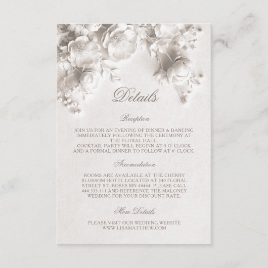 3D Rozen Wilde Bloemen Wit Informatiekaartje (Voorkant)