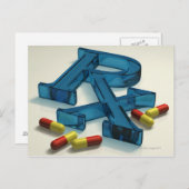 3D RX-symbool met capsules Briefkaart (Voorkant / Achterkant)