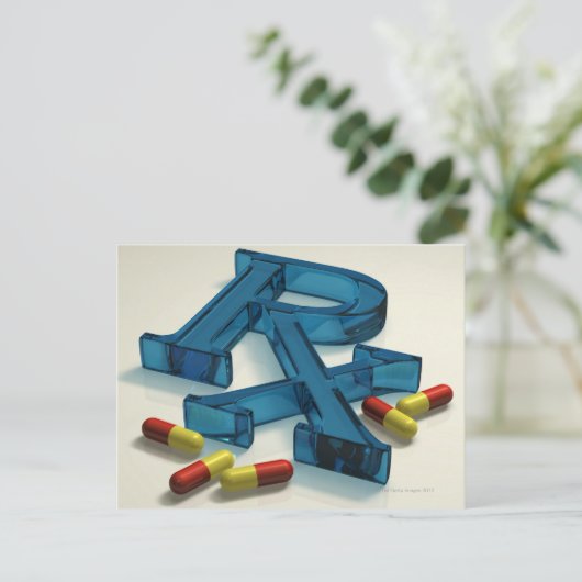 3D RX-symbool met capsules Briefkaart (Staand voorkant)