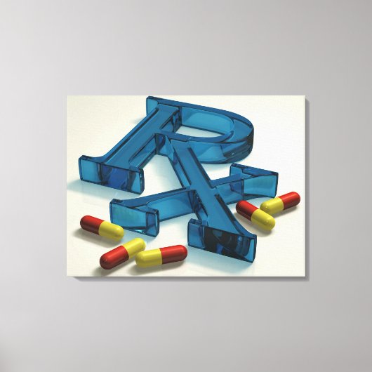 3D RX-symbool met capsules Canvas Afdruk (Voorkant)