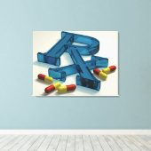 3D RX-symbool met capsules Canvas Afdruk (Insitu (Houten vloer))