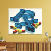 3D RX-symbool met capsules Canvas Afdruk (Insitu (Woonkamer))