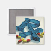 3D RX-symbool met capsules Magneet (Voorkant / Achterkant)