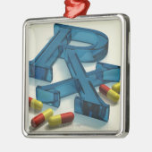 3D RX-symbool met capsules Metalen Ornament (Links)