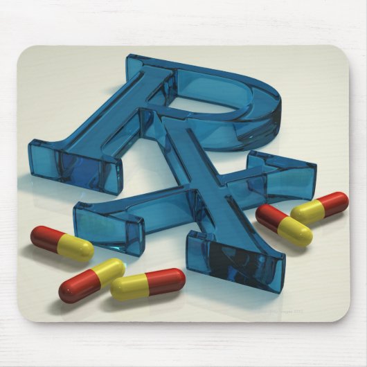 3D RX-symbool met capsules Muismat (Voorkant)