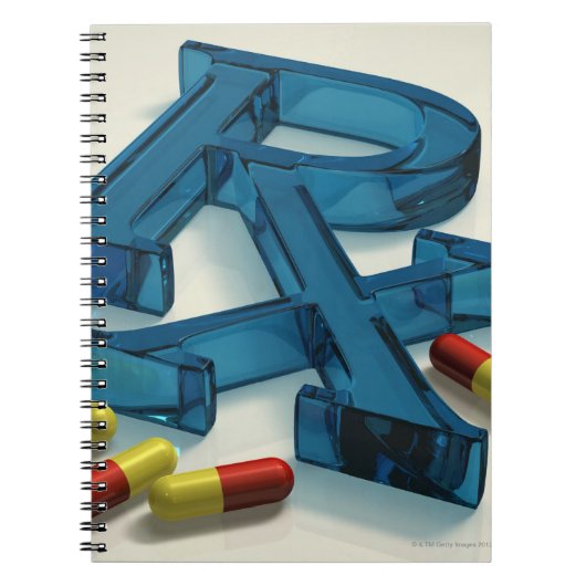 3D RX-symbool met capsules Notitieboek (Voorkant)