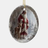 3D Santa and Deer Ceramic Christmas Ornament (Rechts)