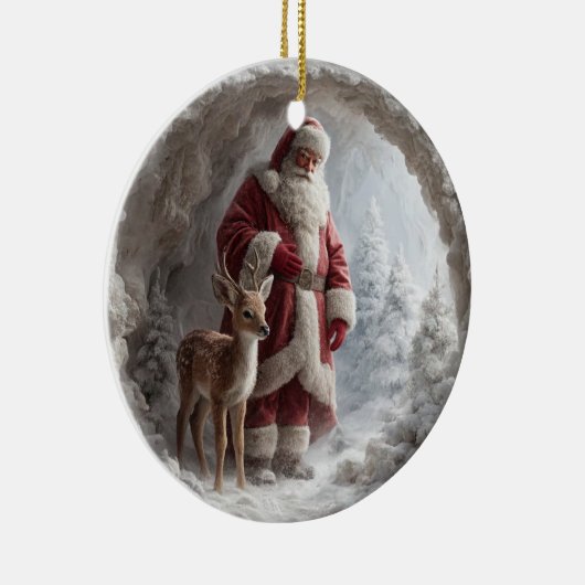 3D Santa and Deer Ceramic Christmas Ornament (Rechts)